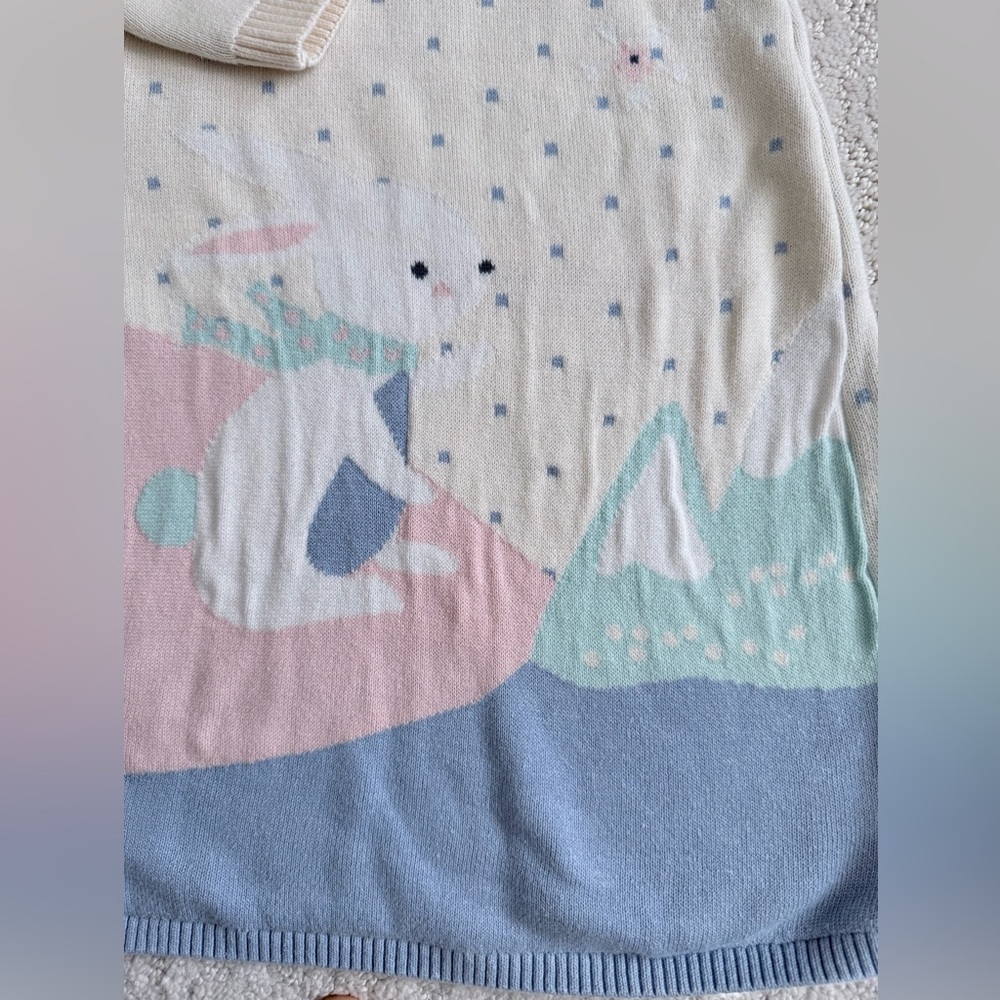 Kids Cream & Pastel Polar Bear Knit Dress, Size 2T - Picture 6 of 11